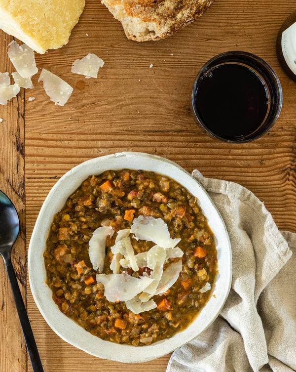 French Green Lentil Soup with Spinach